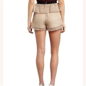 BCBGeneration Beige Metallic Peplum Shorts 2 $108.00